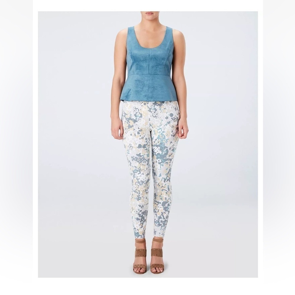 Spanx Jean-ish Leggings Multicolor Floral Print Soft Denim Sz Small